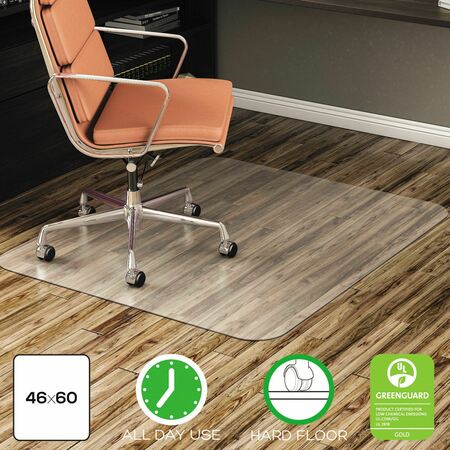 DEFLECTO Chair Mat 46"x60", Rectangular Shape, Clear, for Hard Floor CM21442F